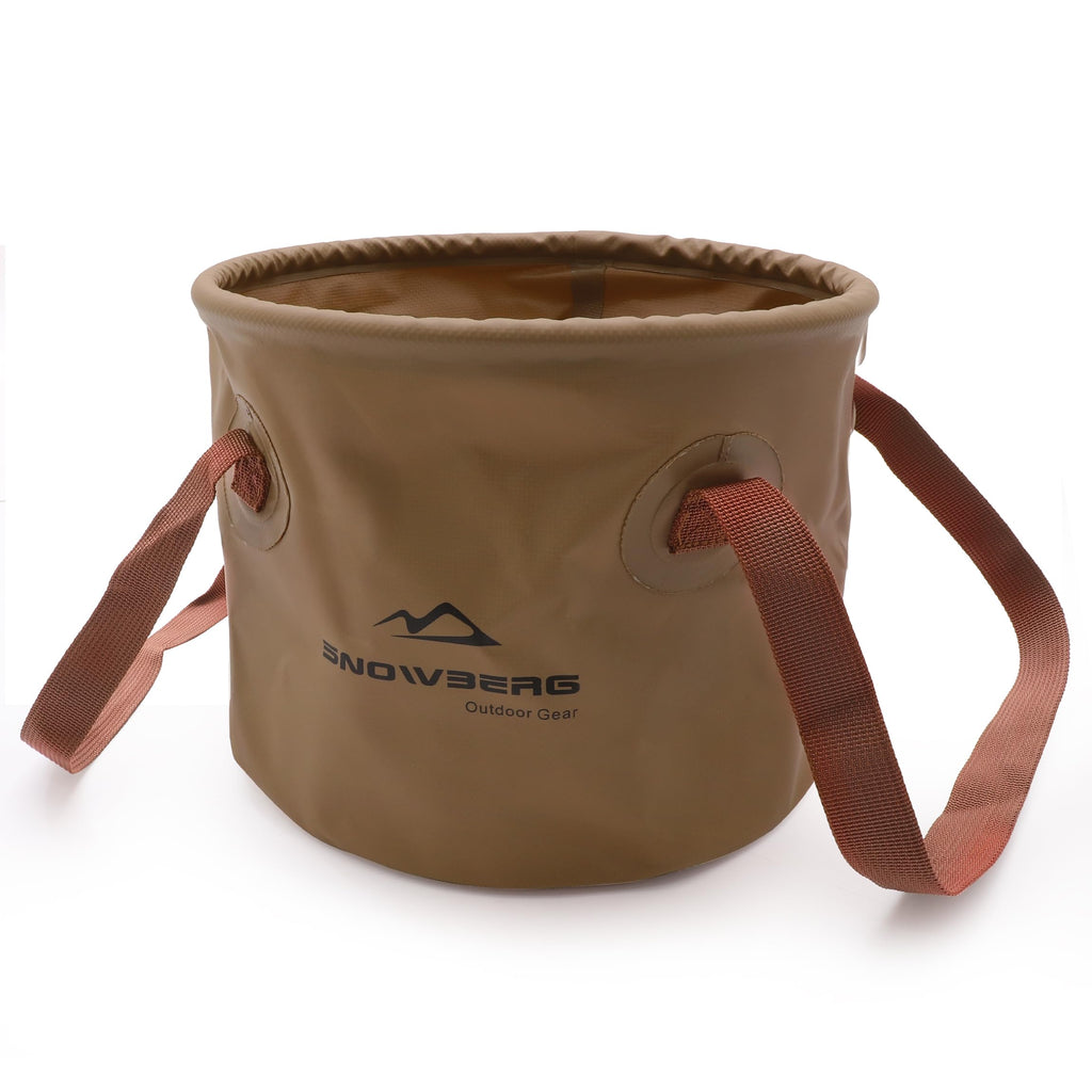 Multi-Use Collapsible Bucket – Foldable Camping Container with Dual Handles, 10L/20L Capacity, Supports 22 lbs or 44 lbs, Waterproof PVC Mesh for Fishing, Washing, Picnics & Outdoor Use (Coffee,Large)