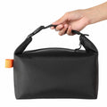 Foldable Lunch Bag – Reusable Insulated Cooler Tote with Waterproof Zipper, Leak-Proof Design, Lightweight & Compact, Ideal for Work, School, Picnic, Travel (Black)