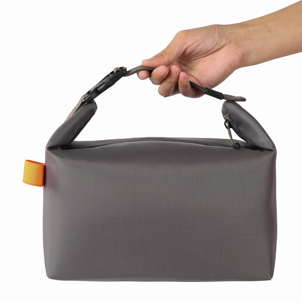 Foldable Lunch Bag – Reusable Insulated Cooler Tote with Waterproof Zipper, Leak-Proof Design, Lightweight & Compact, Ideal for Work, School, Picnic, Travel (Grey)