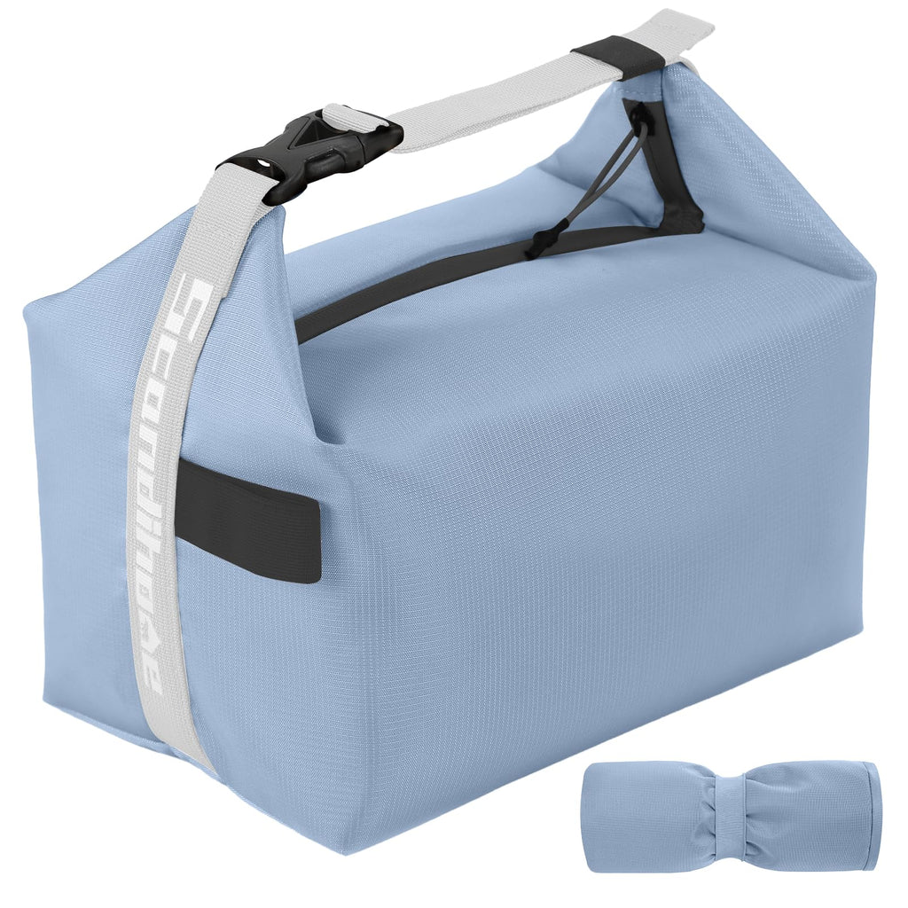 Foldable Lunch Bag – Reusable Insulated Cooler Tote with Waterproof Zipper, Leak-Proof Design, Lightweight & Compact, Ideal for Work, School, Picnic, Travel (Blue)