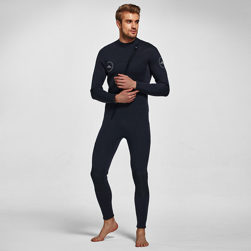 Men's 3mm Full Wetsuit for Surfing Diving & Cold Water Swimming – Front-Zip Neoprene Suit with UV Protection and Flexible Fit(Black,L)  | Other Colors Available in Store