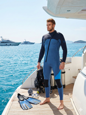 Men's 3mm Full Wetsuit for Surfing Diving & Cold Water Swimming – Front-Zip Neoprene Suit with UV Protection and Flexible Fit(Grey,L)  | Other Colors Available in Store
