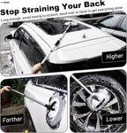 Telescopic Car Cleaning Mop with 4-Section Aluminum Pole, Rotating Microfiber Head, Anti-Slip Grip, Interchangeable Chenille Pads, Multi-Surface Use for Vehicles, Windows, Floors, and Ceilings (Black)