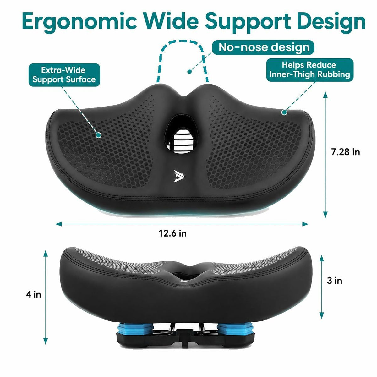 Noseless Bike Seat Wide,Padded Bike Seat for Men and Women,Bike Accessories
Memory Foam Padding Dual Shock Balls and Center Vent for Mountain Bike Exercise Bike Electric Bike(Black)