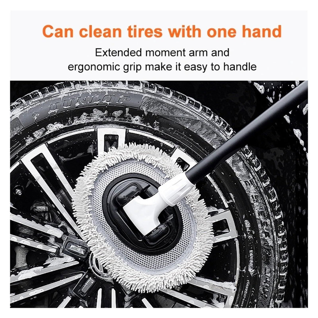 Car Wash Brush with Telescopic Handle – Large Grip, Bendable Head, and Two Brush Heads for Efficient Cleaning(white)