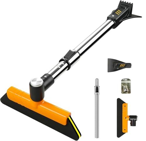 33.9" Ice Scrapers for Car Windshield Extendable Snow Brush for Car 12 Adjustable Length Settings with 360° Pivoting Brush Head Snow Removal Tools Snow Brush and Ice Scraper for Truck SUV(Orange)