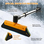 33.9" Ice Scrapers for Car Windshield Extendable Snow Brush for Car 12 Adjustable Length Settings with 360° Pivoting Brush Head Snow Removal Tools Snow Brush and Ice Scraper for Truck SUV(Orange)