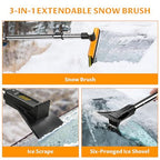 33.9" Ice Scrapers for Car Windshield Extendable Snow Brush for Car 12 Adjustable Length Settings with 360° Pivoting Brush Head Snow Removal Tools Snow Brush and Ice Scraper for Truck SUV(Orange)