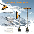 33.9" Ice Scrapers for Car Windshield Extendable Snow Brush for Car 12 Adjustable Length Settings with 360° Pivoting Brush Head Snow Removal Tools Snow Brush and Ice Scraper for Truck SUV(Orange)