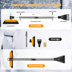 33.9" Ice Scrapers for Car Windshield Extendable Snow Brush for Car 12 Adjustable Length Settings with 360° Pivoting Brush Head Snow Removal Tools Snow Brush and Ice Scraper for Truck SUV(Orange)