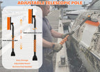 Boat Hull Barnacle Scraper with Brush Pole,Underwater Pontoon Cleaning Tool,Modular Scraper & Brush,Safe Plastic Edge for Fiberglass,Adjustable Extension Pole Included,Pontoon & Boat Bottom Cleaner(Orange)