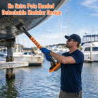 Boat Hull Barnacle Scraper with Brush Pole,Underwater Pontoon Cleaning Tool,Modular Scraper & Brush,Safe Plastic Edge for Fiberglass,Adjustable Extension Pole Included,Pontoon & Boat Bottom Cleaner(Orange)