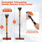 39" Extendable Snow Brush & Ice Scraper, 360° Pivoting Head\nSnow Scraper Essentials Kit,No-Scratch Bristles, Comfort Foam Grip for Car Truck SUV, Automotive Winter Car Accessories(Orange)