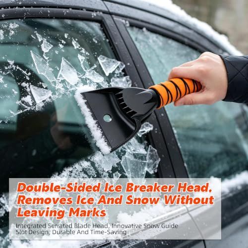 39" Extendable Snow Brush & Ice Scraper, 360° Pivoting Head\nSnow Scraper Essentials Kit,No-Scratch Bristles, Comfort Foam Grip for Car Truck SUV, Automotive Winter Car Accessories(Orange)