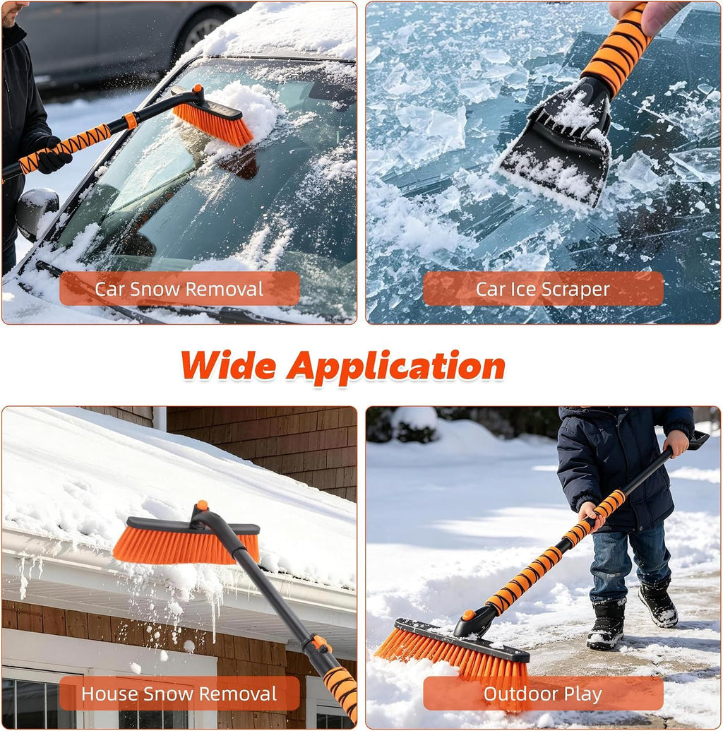 39" Extendable Snow Brush & Ice Scraper, 360° Pivoting Head\nSnow Scraper Essentials Kit,No-Scratch Bristles, Comfort Foam Grip for Car Truck SUV, Automotive Winter Car Accessories(Orange)