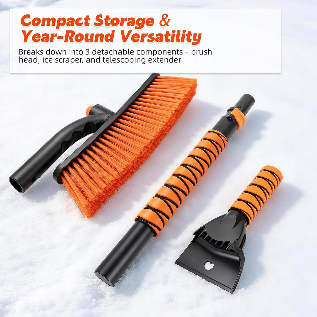 39" Extendable Snow Brush & Ice Scraper, 360° Pivoting Head\nSnow Scraper Essentials Kit,No-Scratch Bristles, Comfort Foam Grip for Car Truck SUV, Automotive Winter Car Accessories(Orange)