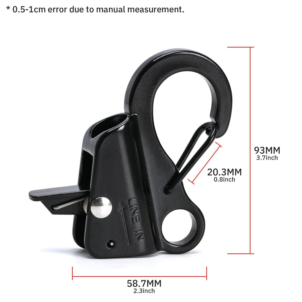 Sliding Rope Hook for Boating, Camping, Fishing & Outdoor Activities, 2Pack (Black)