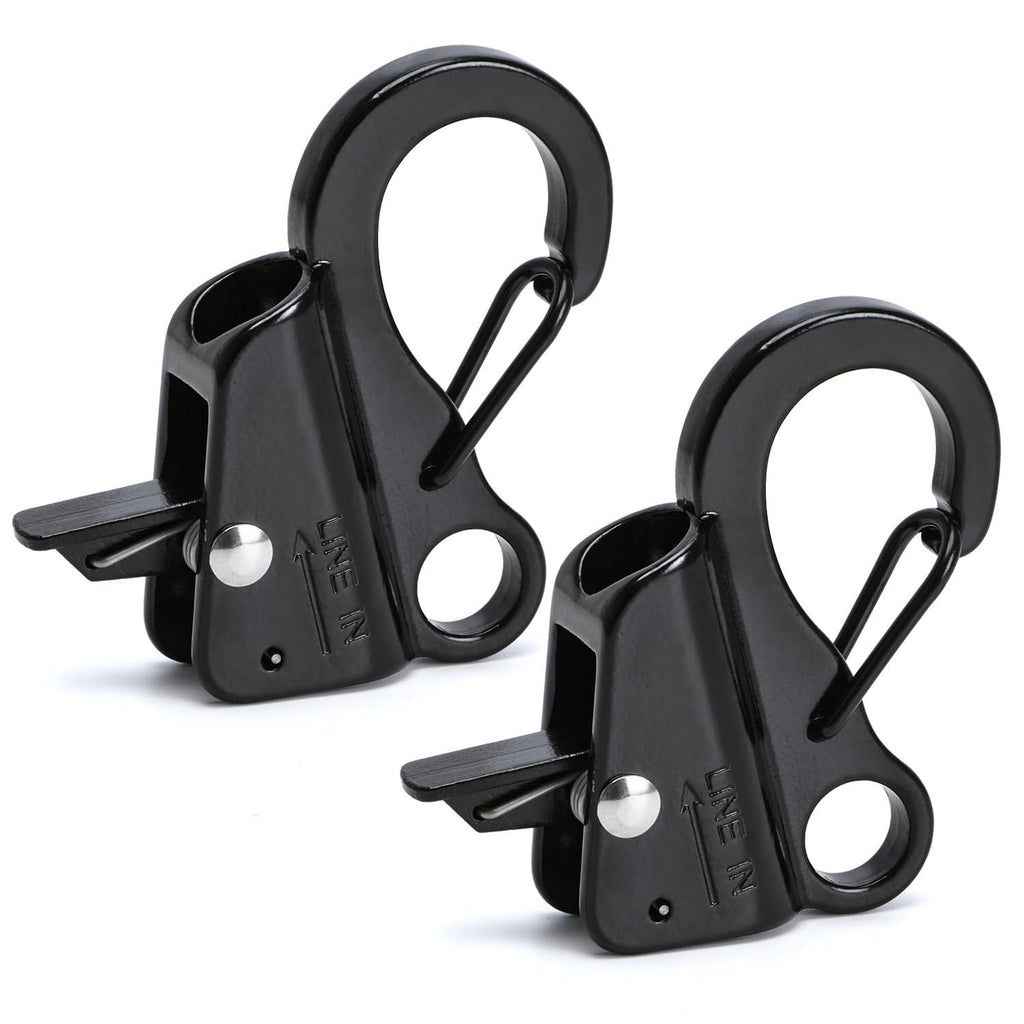 Sliding Rope Hook for Boating, Camping, Fishing & Outdoor Activities, 4Pack (Black)
