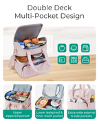 Double-Layer Insulated Lunch Bag with Quilted Design – 11.8L Cooler Tote for Work, Picnics & Travel (Pink) | Other Colors Available In-Store