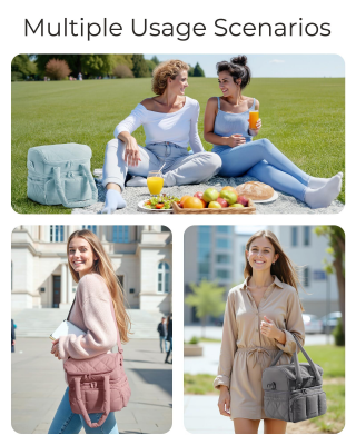 Double-Layer Insulated Lunch Bag with Quilted Design – 11.8L Cooler Tote for Work, Picnics & Travel (Camel) | Other Colors Available In-Store