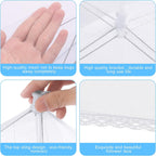 Reusable Pop-Up Mesh Food Cover Tent Set, Foldable Insect Net for Picnic Camping Kitchen Dustproof Protection with Storage Bag (White)