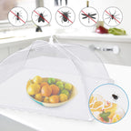 Reusable Pop-Up Mesh Food Cover Tent Set, Foldable Insect Net for Picnic Camping Kitchen Dustproof Protection with Storage Bag (White)