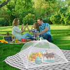 Reusable Pop-Up Mesh Food Cover Tent Set, Foldable Insect Net for Picnic Camping Kitchen Dustproof Protection with Storage Bag (White)
