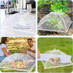 Reusable Pop-Up Mesh Food Cover Tent Set, Foldable Insect Net for Picnic Camping Kitchen Dustproof Protection with Storage Bag (White)