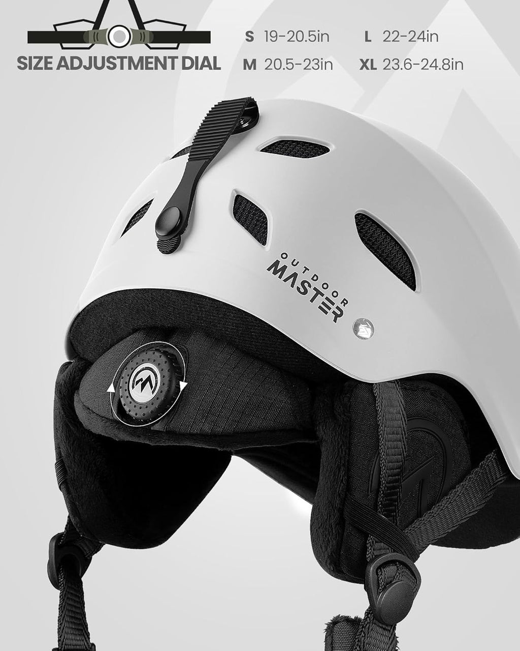 OutdoorMaster Kelvin Ski Helmet - with ASTM Certified Safety, 9 Options - for Men, Women & Youth-White,Medium