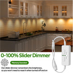 Single Color Slider Dimmer with Timer - PWM 1pc DC 5V/12V/24V LED Controller, 36W Max, Slide Brightness Control & Auto-Off for LED Strip Lights, Closet, Counter, Aquarium Lighting (White)