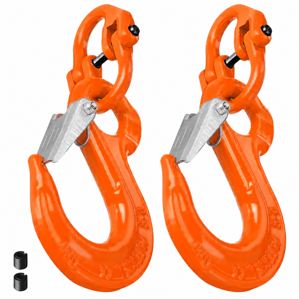 3.15T Sling Hook & Hammerlock Kit, 2 Sets Heavy Duty Trailer Safety Chain Hooks for Caravan, Camper & Boat Trailers-Orange