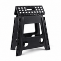 Portable Black Folding Stool with Carry Handle, Non-Slip Seat and TPR Feet,  for Camping and Home(39x29x22cm)
