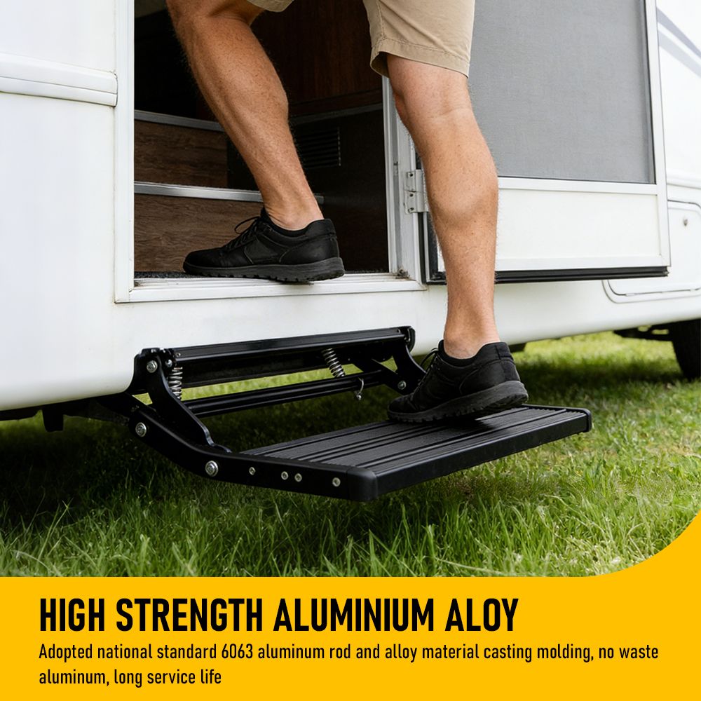 Heavy Duty Pull-Out Caravan Step, Folding Aluminium RV Step(57x55x17cm)