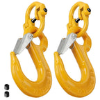2SET 1.12T Sling Hook Heavy Duty Hammerlock/Slip Hook Kit With Swivel Winch & Safety Latch-Yellow