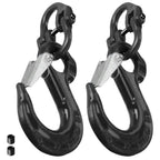 2SET 3.15T Sling Hook Heavy Duty Hammerlock/Slip Hook Kit With Swivel Winch & Safety Latch-Black