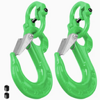 2SET 3.15T Sling Hook Heavy Duty Hammerlock/Slip Hook Kit With Swivel Winch & Safety Latch-Green