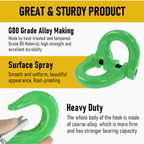 2SET 3.15T Sling Hook Heavy Duty Hammerlock/Slip Hook Kit With Swivel Winch & Safety Latch-Green