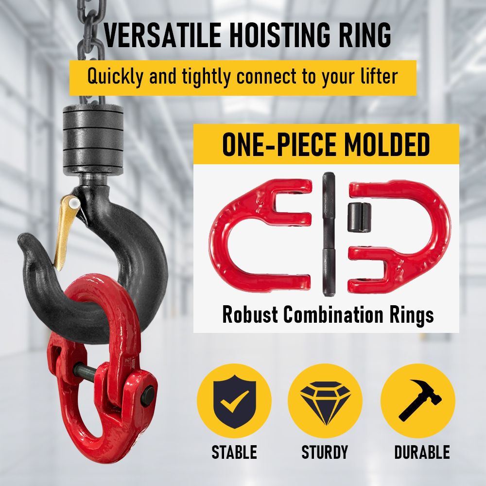 2SET 3.15T Sling Hook Heavy Duty Hammerlock/Slip Hook Kit With Swivel Winch & Safety Latch-Red