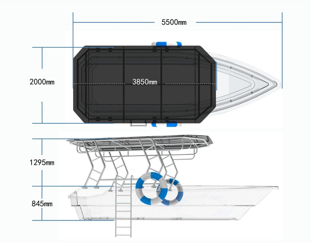 5.6m (12-Person) Smart Electric Power Transparent Boat