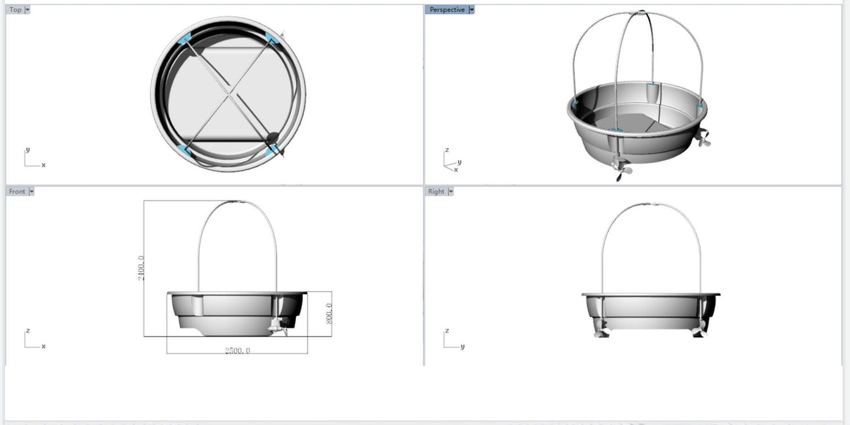 2.5m (5-Person) Smart Electric Power Round Transparent Boat