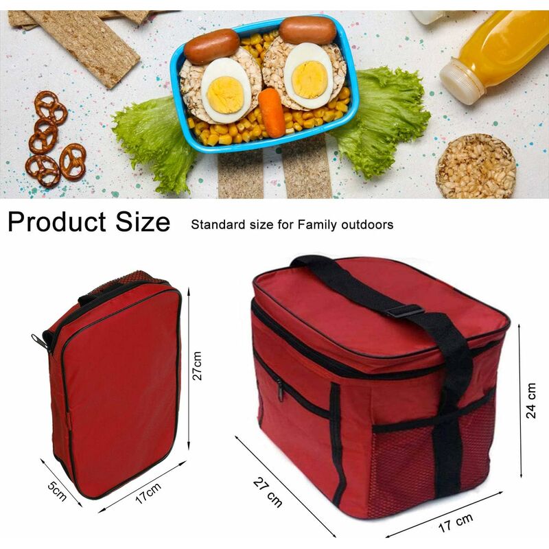 Insulated Lunch Bag 10L Cooler Bag Lunch Bag For Work School Beach Picnic Red