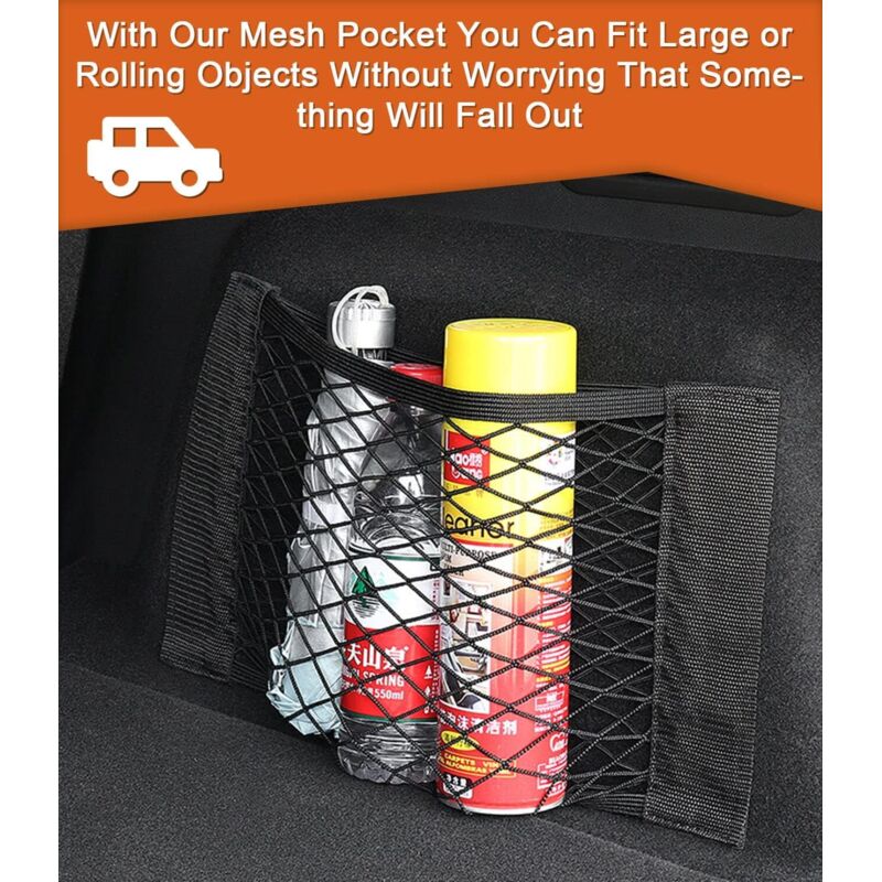Car Trunk Storage Net, [4 pcs 40X25Cm] Pocket Organizers, Car Storage Net Bag With Elastic Magic Sticker For Car Luggage