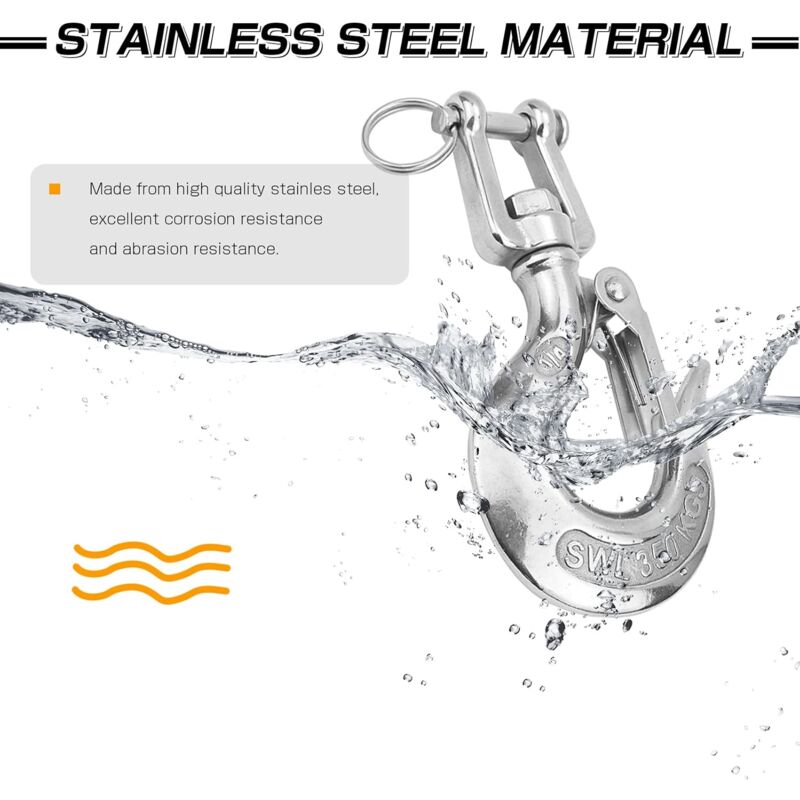 Heavy Duty Lifting Hook Load Towing Lifting Chain Safety Hook Winch Trailer Steel Clevis Safety Latch Lifting Stainless
