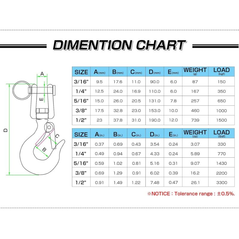 Heavy Duty Lifting Hook Load Towing Lifting Chain Safety Hook Winch Trailer Steel Clevis Safety Latch Lifting Stainless