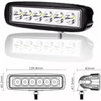 2 X 6" 18W LED Work Light Bar Spot Off ROad Truck Suv 4Wd Driving Fog Lamps(2X18 Fgb-Spot)