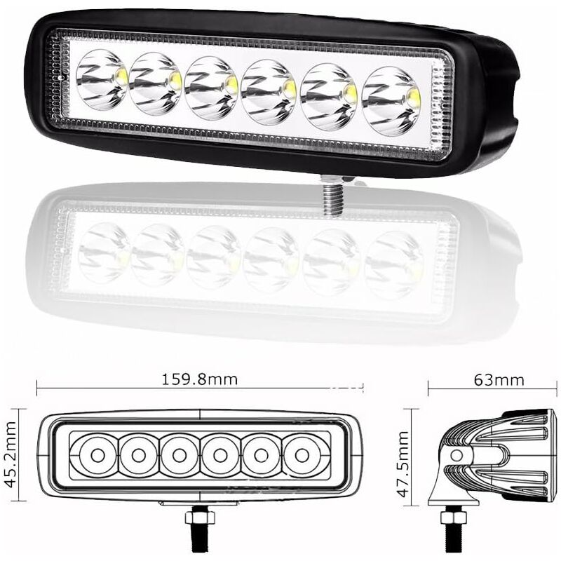 2 X 6" 18W LED Work Light Bar Spot Off ROad Truck Suv 4Wd Driving Fog Lamps(2X18 Fgb-Spot)