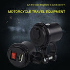 Motorcycle Usb Car Charger, 5V/2.1A Waterproof Motorcycle Usb Charger Socket With On/Off Switch Handlebar Mount Power