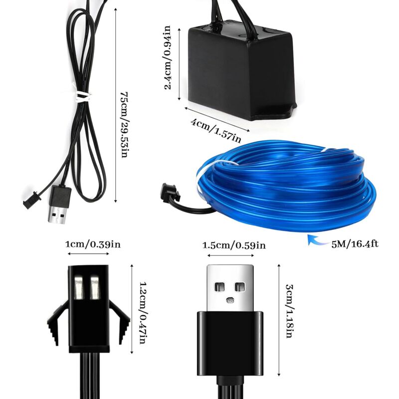5M Car Interior Lighting,LED Car Interior,5V El Wire LED Light Strip For Car Interior,LED Car Interior Light Wire,Auto
