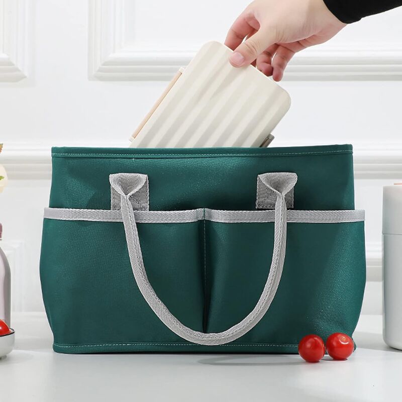 Insulated Lunch Bag, Large Capacity Lunch Bag, Cooler Bag With Multiple Pockets For Office Work, Picnic Shopping (DArk