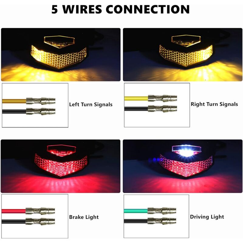 Motorcycle LED Tail Light With License Plate Lamp Holder Integrated Turn Signals Brake Light Universal For Motorcycle
